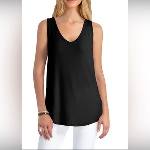 H by Halston black v-neck swing ribbed tank top L